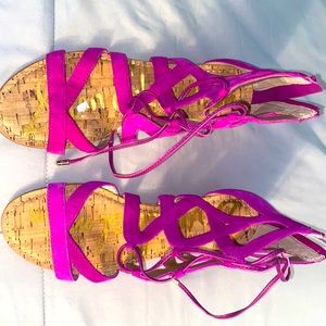 purple velvet zip up sandals